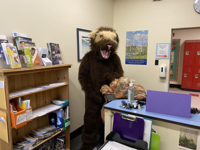Social studies teacher Cameron Bishop as WMHS’s mascot. Deb Pooler photo