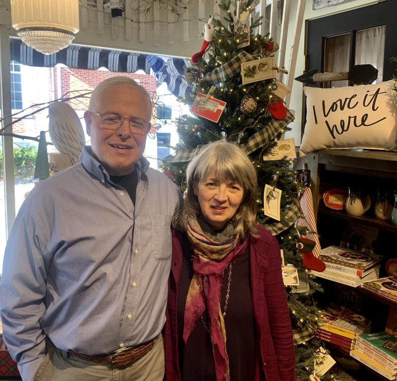Rob and Marianne Barry in their Water Street shop, Old and Everlasting. SUSAN JOHNS/Wiscasset Newspaper