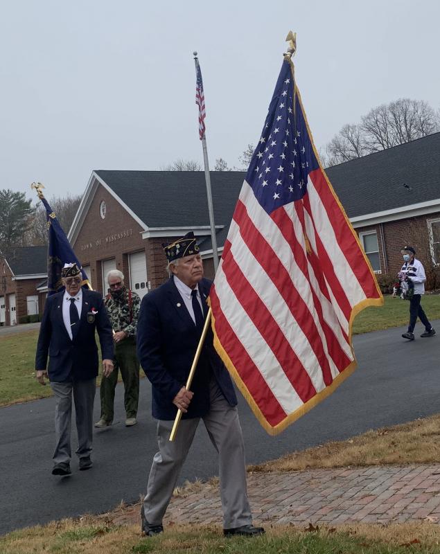 Wally Pitcher leads the procession. Behind him is Post 54 Cmdr. William Cossette Jr. SUSAN JOHNS/Wiscasset Newspaper