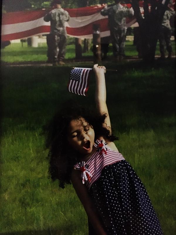 Imij Armstead celebrates her patriotism while striking a Jimi Hendrix pose. She is the daughter of retired U.S, Army Staff Sgt. Chris Armstead, the local American Legion’s Americanism officer. Courtesy photo
