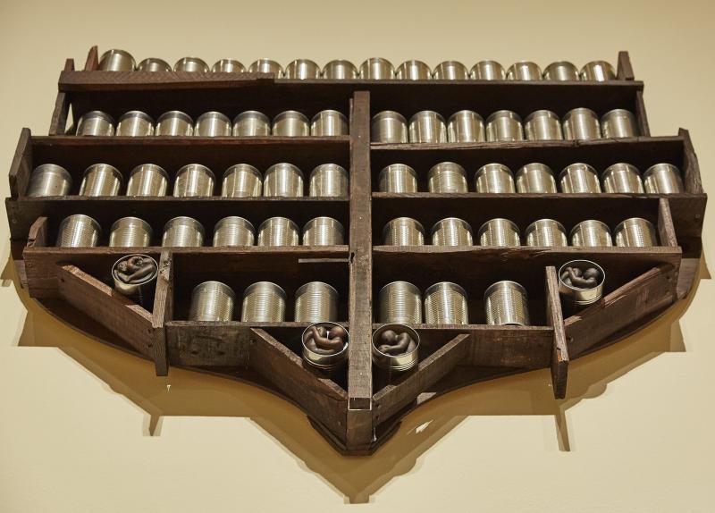 Daniel Minter’s “Commerce Vessel” - wood, metal and found objects. Artist website image Daniel Minter