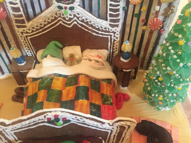 Close up of 2020’s Most Spectacular gingerbread, “ ... And Visions of Sugarplums Danced In Their Heads” by Susan Brackett. This ginger had the most bidders during the four-day Gingerbread Spectacular.