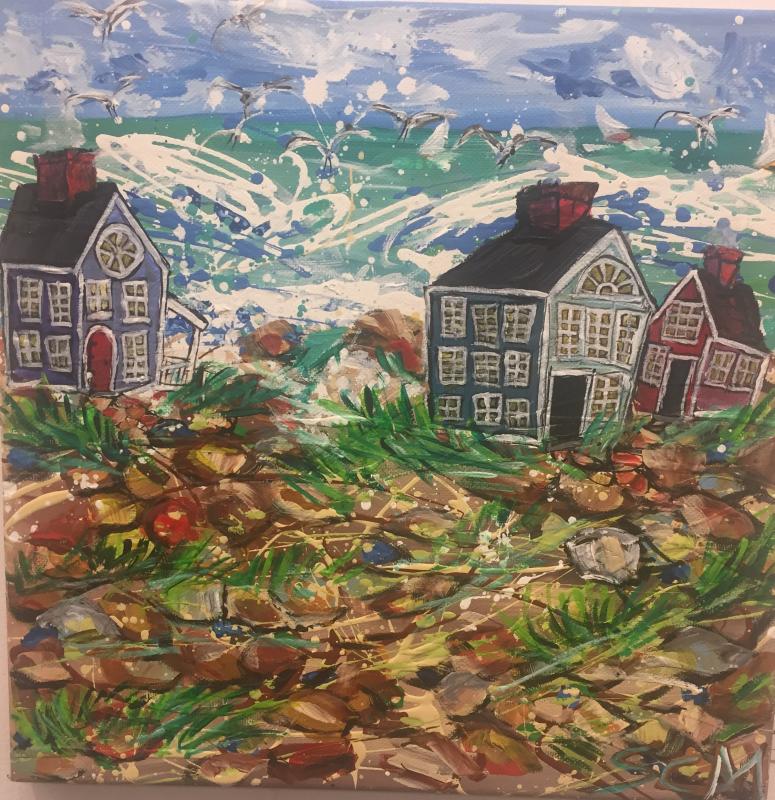 Sandra Chase Morrissey’s “Turbulent Coast” in acrylics Sandra Chase Morrissey