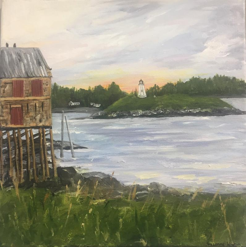 Suzanne Norton’s oil “Lubec Looking Toward Campabello Island” is one of this Boothbay-based artist’s works in the 2020 “Art in the Square” show and sale. Suzanne Norton