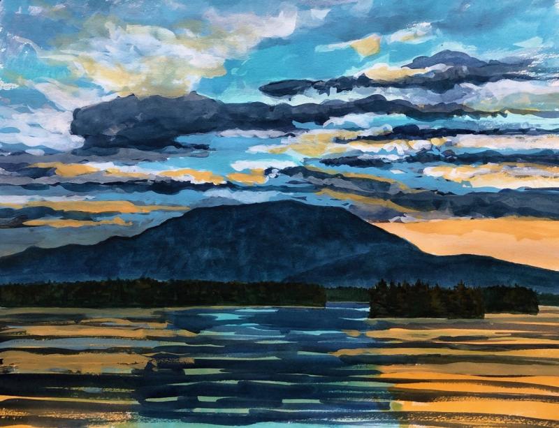 “Katahdin” - 20” x 26” in watercolor, John Butke. Courtesy of the artist John Butke