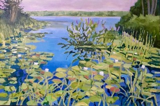 The charming “Knickerbocker Pond” – 20” x 30” acrylic by John Butke. Courtesy of the artist John Butke