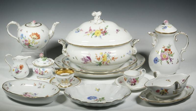 This 103 piece set of Meissen porcelain dishes is among the “Temptations” in Thomaston Place Auction Galleries’ February event. Courtesy of Thomaston Place