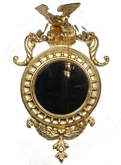 American Federal period giltwood entry mirror circa 1790. Courtesy of Thomaston Place