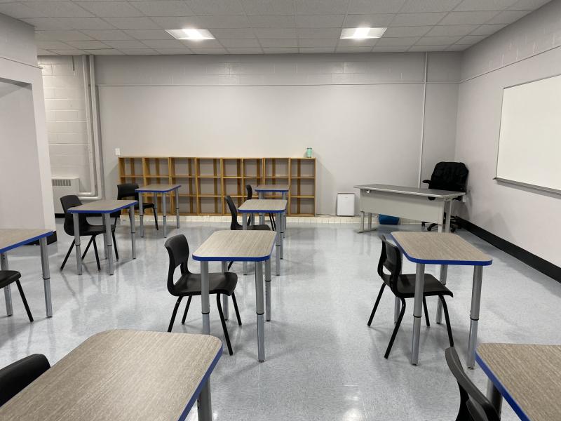Part of a locker room at WMHS is now a classroom. Deb Pooler photo