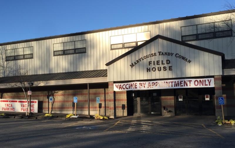 The Boothbay Region YMCA Marylouise Tandy Cowan Field House is home to Lincoln County’s COVID-19 vaccination clinic, managed by LincolnHealth. JOSEPH CHARPENTIER/Boothbay Register