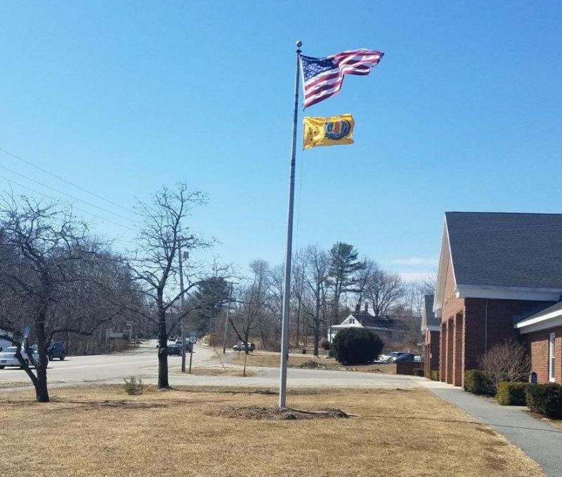 The Vietnam Veterans Commemorative Flag flies at the Wiscasset Town Office March 29. Courtesy of Audrey Miller