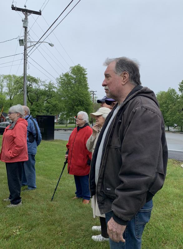 Former Wiscasset selectman Ben Rines Jr. looks on during American Legion Post 54 of Wiscasset’s Memorial Day service at the veterans wall. SUSAN JOHNS/Wiscasset Newspaper