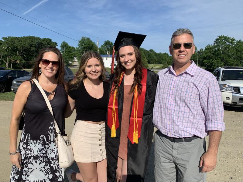 Wiscasset’s Kelly and Charlie Bassett arrive at Wiscasset Speedway June 10 with daughter Sadie, 15, an incoming Wiscasset Middle High School sophomore, and her sister, graduating senior Alyssa, who was turning 18 the next day. SUSAN JOHNS/Wiscasset Newspaper