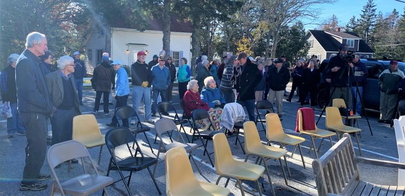 The crowd gathers for the Veterans Day ceremony at Newagen. KEVIN BURNHAM/Boothbay Register