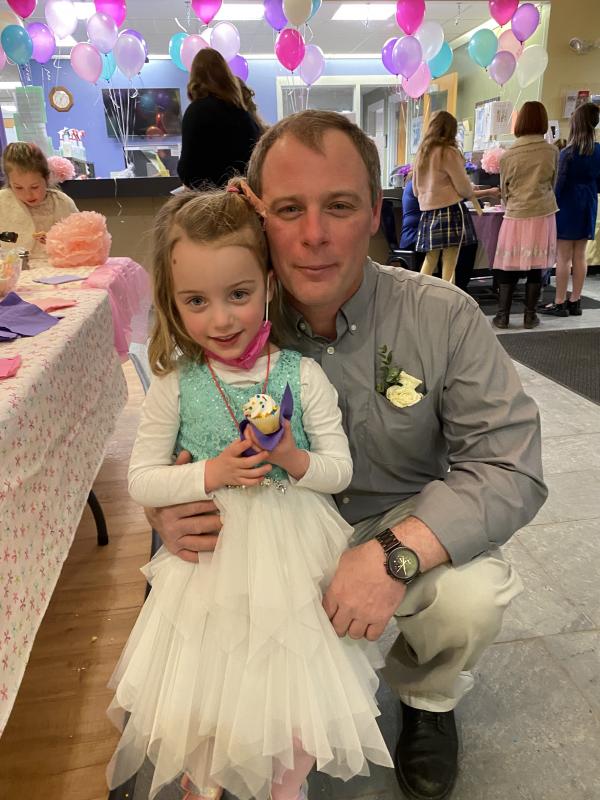 Nathan Sullivan and daughter Isla Sullivan enjoy Wiscasset’s father-daughter dance Feb. 11. Courtesy photo