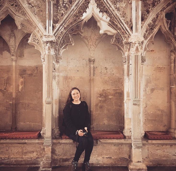 Danica Ramsey-Brimberg visiting the Lady Chapel of Ely Cathedral, in Ely, Cambridgeshire, England. Photo by Eleanor de Spretter-Yates