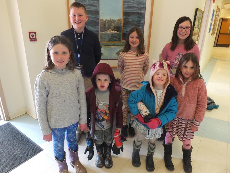 Edgecomb Eddy top read-a-thon performers by grade: front row, from left, Llireva Blagdon, first grade; Myrick Blagdon, prekindergarten; Lizzie Garey, kindergarten; Lyla Joyce, second grade. Back row: from left, Jax Marshall, sixth grade, Hattie Tomko, second grade; and Margaret McCarthy, fifth grade. BILL PEARSON/Boothbay Register