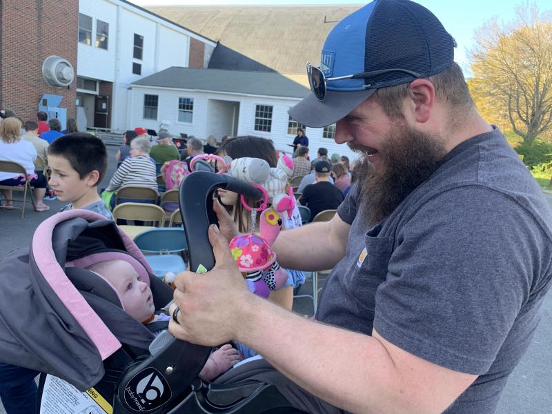 Greg Gustafson and daughter Paislee, 4 month. SUSAN JOHNS/Wiscasset Newspaper