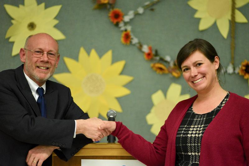 Maine Senate District 13 Democratic primary candidates David Levesque of Newcastle and Cameron Reny of Bristol spoke to voters April 26 in Damariscotta at a forum hosted by the Lincoln County Democratic Committee. Bob Crink photo