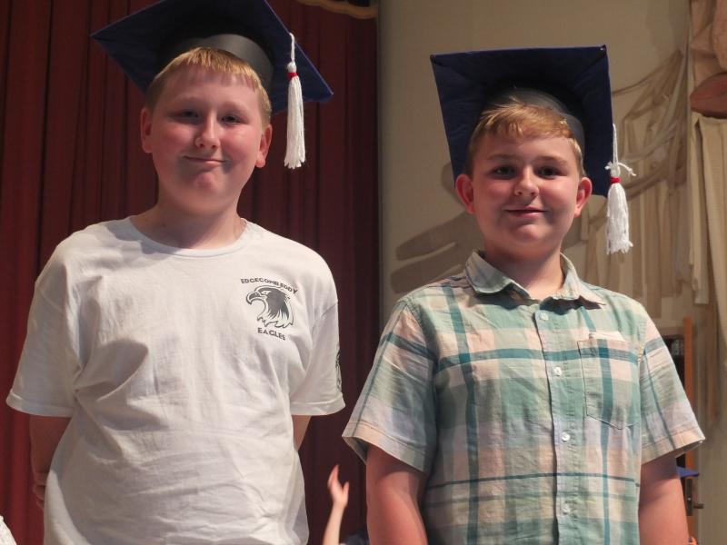 Jax Marshall, left, and Jackson Zehm received the Edgecomb Eddy Academic Award. BILL PEARSON/Boothbay Register