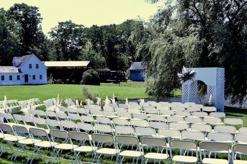 Ceremony seating at Boothbay Railway Village Museum. Courtesy of Lori Reynolds