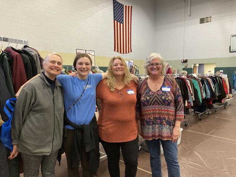 From left, volunteer and former board member Pat Aboud from Cushing, shopper Gabrielle Ericson-Wenners from Wiscasset, volunteer Shannon Wenners from Edgecomb and volunteer Karen LaCharite, also from Edgecomb. EDNA MILLER/Wiscasset Newspaper