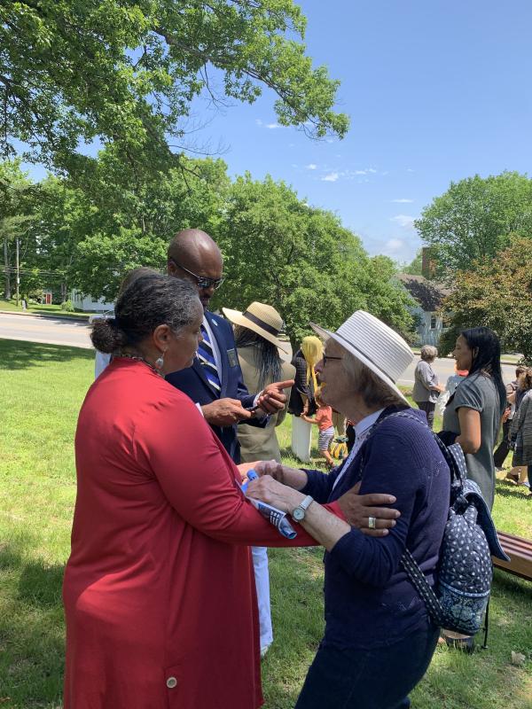 State Rep. Rachel Talbot Ross and attendee Pat Lewis at a Wiscasset event June 17 on Maine’s first James Weldon Johnson Day. SUSAN JOHNS/Wiscasset Newspaper