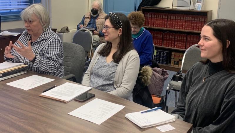 Executive Director Mary Ellen Barnes, left, and her Lincoln County Regional Planning Commission team, County Planner Emily Rabbe, center, and Assistant Planner Laura Graziano, sought verbal approval of contract language between the county and Maine Department of Transportation for 2023 projects. BILL PEARSON/Boothbay Register