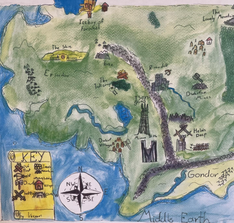 CTL students' love of books was apparent in maps like this, which captured the magical worlds of literary lands from Wings of Fire, Lord of the Rings, and many more. Courtesy photo