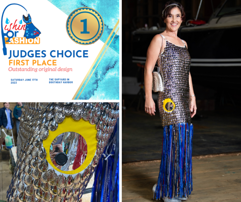 July Hasch wowed the crowd with her flapper-style outfit made of fishing lures. Model Photo: Dave Dostie