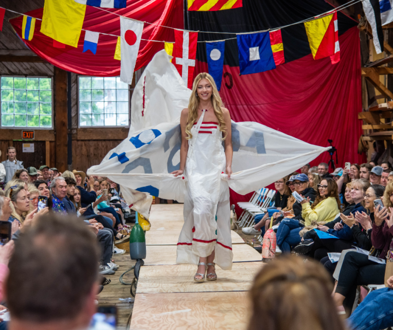 After seeing the 2022 show, Cheryl King Nelson was inspired to create her own original design - a Sail Away Wedding Dress! Photo by Dave Dostie Fishin’ For Fashion