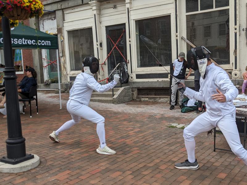 Midcoast Fencing Athletic Club of Topsham provided demonstrations at the July 25 Wiscasset Art Walk. CANDI JONETH/Boothbay Register