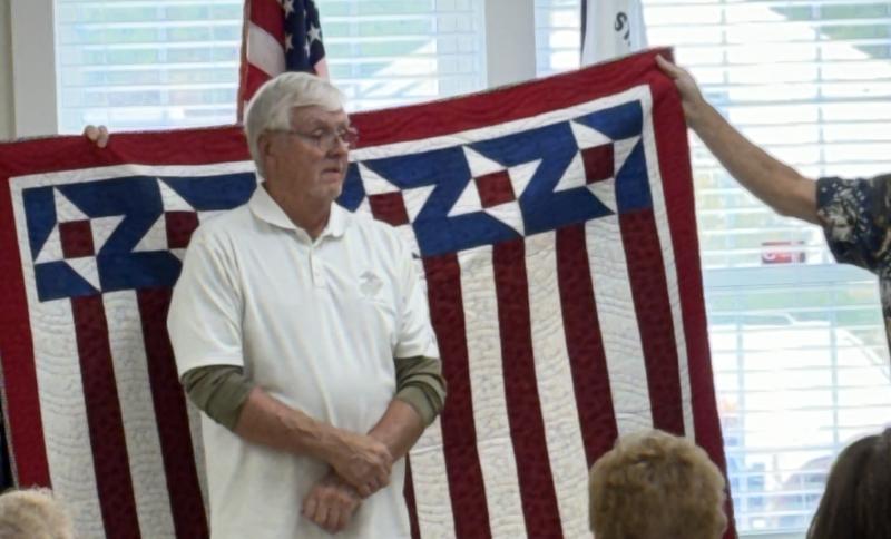 U.S. Marine Corps veteran Phil Chapman received a quilt Sept. 21 in appreciation for his military service. Courtesy photo phil chapman