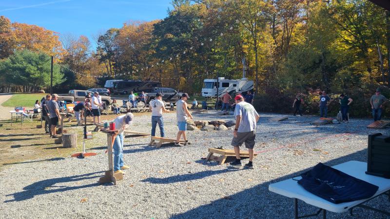 Cornhole action at the Karl's Kids event. Courtesy photo Cornhole
