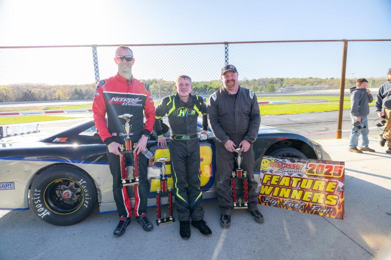 Late Model Victory Lane, from left: Chad Dow, Daniel Harding and Shane Clark. Jasen Dickey Photography Late Model Victory Lane, from left: Chad Dow, Daniel Harding and Shane Clark. Jasen Dickey Photography