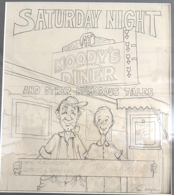 Tim Sample's original, final sketch for “Moody's Diner.” Tim Sample's original, final sketch for 'Moody's Diner'.