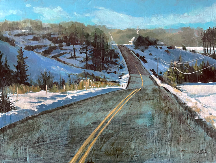 A juried show of works by MAG artist members is on exhibit in the second floor gallery. Shown here is Daybreak on the Hilltops by Brian Dubina of Alna. A juried show of works by MAG artist members is on exhibit in the second floor gallery. Shown here is Daybreak on the Hilltops by Brian Dubina of Alna.