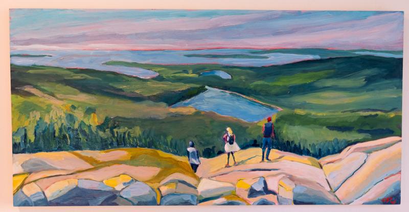 A juried show of works by MAG artist members is on exhibit in the second floor gallery. Shown here is Mount Desert Island Vista, by Cynthia Sortwell of Portland. A juried show of works by MAG artist members is on exhibit in the second floor gallery. Shown here is Mount Desert Island Vista, by Cynthia Sortwell of Portland.
