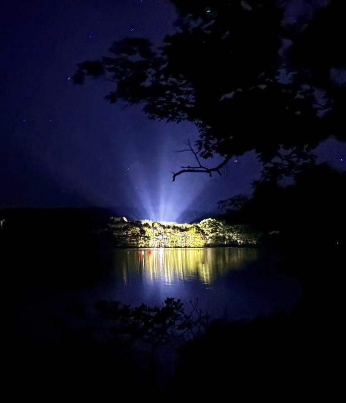 Night work. Taken from across Adams Pond in Boothbay. Photographer Cody Mitchell captures the road work being done on Route 27 back in June. Cody Mitchell photo