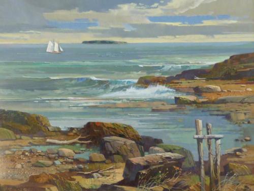 Laurence Sisson(1928-2015), Sunday Sail, oil on masonite, 18x24”