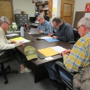 Pictured clockwise are Town Administrator Kim Dalton, Selectmen Tommy Davis, Jason Shaw and David King. PHIL DI VECE/Wiscasset Newspaper