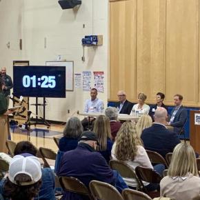 Residents from across the county speak out against the possible shuttering of Lincoln Hospital's labor and delivery services June 1. ISABELLE CURTIS/Boothbay Register