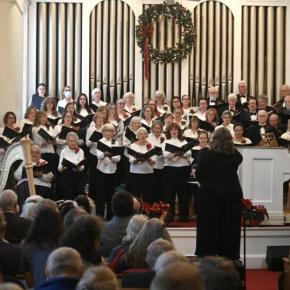 The Sheepscot Chorus preforming at the Congregational Church of Boothbay Harbor on a Christmas past. Courtesy of the Chorus