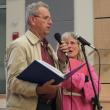 RSU 12 Cost Sharing Committee members Paul Gamache and Allison Hepler speak to board members about the progress that has been made and the challenges in meeting consensus for sharing education costs among the five member towns of the school district. JOHN MAGUIRE/Wiscasset Newspaper