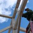 Mark Casad of Warren Wood Wrights works on the barn that will serve as an event venue and a drying house for lavender grown at the farm. SUSAN JOHNS/Wiscasset Newspaper