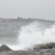 Waves crash against Ocean Point on Monday, Oct. 29, as Hurricane Sandy moves through the Midcoast. High tide and strong wind pushed seas up to nine-foot swells around noon. BEN BULKELEY/Boothbay Register