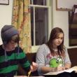 Wiscasset High School seniors Kyle Shute, left, and Annalisa Haase take notes at the December 13 Alna selectmen’s meeting. The two were there fulfilling a school requirement. SUSAN JOHNS/Wiscasset Newspaper