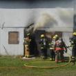 Firefighters take part in drills at the Gordon Merry fire training center in Wiscasset. JOHN MAGUIRE/Wiscasset Newspaper