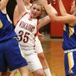 Wiscasset's Kasey Cromwell looks to pass the ball in action with the Seahawks on Monday, Jan. 7. Courtesy of Brion Controvillas