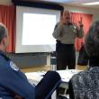 Lincoln County Sheriff's Deputy Mark Bridgham gives an animated portrayal of someone under the influence of drugs. SUSAN JOHNS/Wiscasset Newspaper